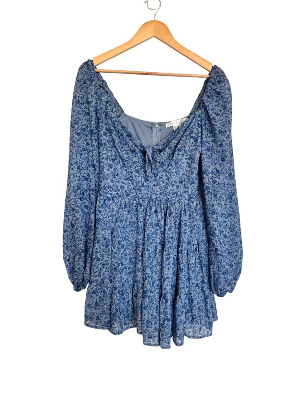 NEW Altar'd State Blue Floral Long Sleeve Mini Dress Cottagecore Boho Size M